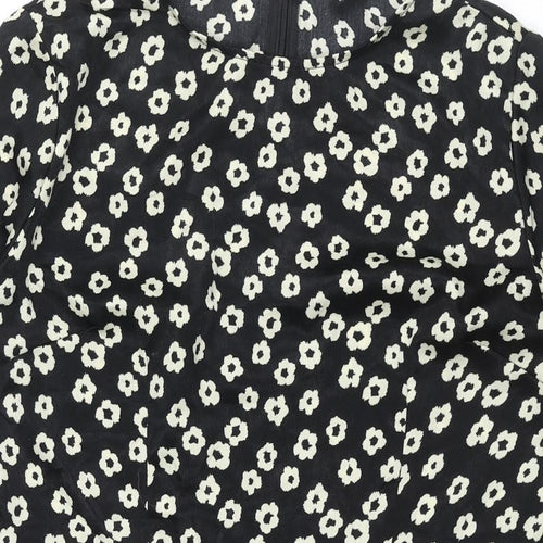 Poppy Lux Womens Black Geometric Polyester A-Line Size 16 Round Neck Zip - Floral Print
