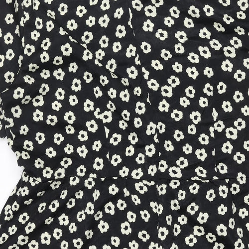 Poppy Lux Womens Black Geometric Polyester A-Line Size 16 Round Neck Zip - Floral Print