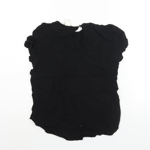 H&M Womens Black Viscose Basic Blouse Size 8 Round Neck