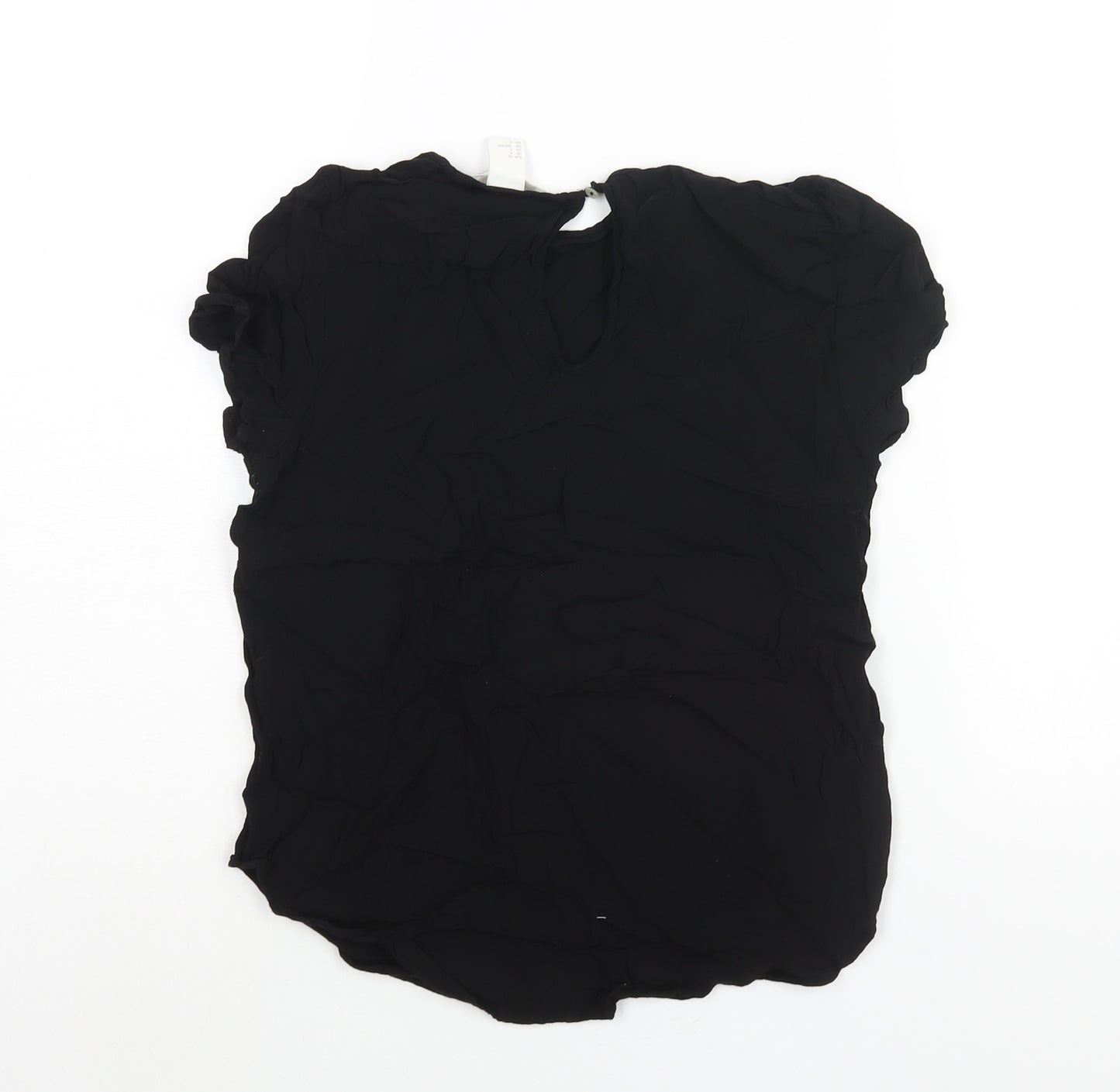 H&M Womens Black Viscose Basic Blouse Size 8 Round Neck