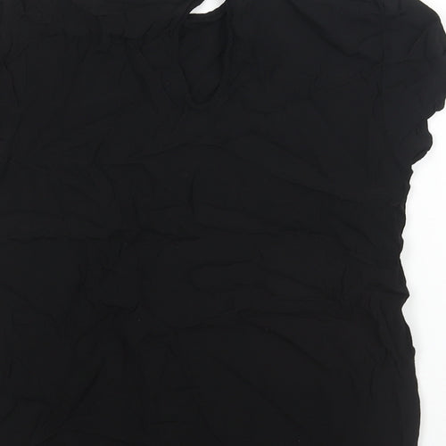H&M Womens Black Viscose Basic Blouse Size 8 Round Neck