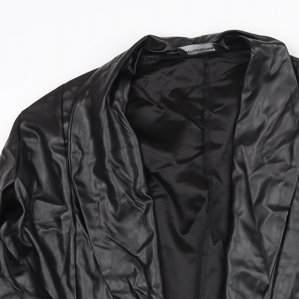 PRETTYLITTLETHING Womens Black Jacket Size 12 - Leather Look