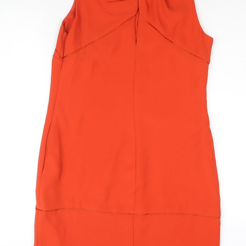 Coast Womens Orange Polyester Shift Size 10 Round Neck Zip