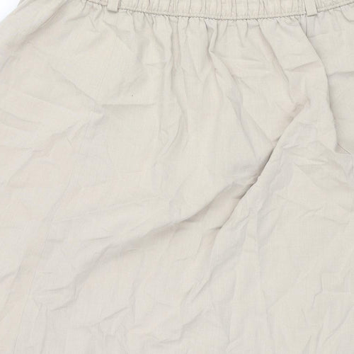 BHS Womens Beige Polyester A-Line Skirt Size 16 - Button Detail Elasticated Waist