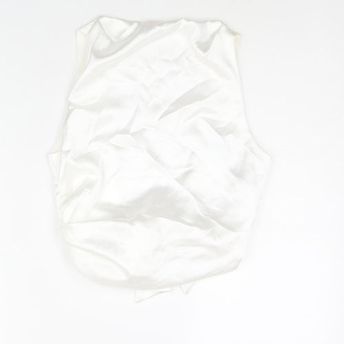 Zara Womens White Polyester Camisole Blouse Size M Round Neck - Open Back