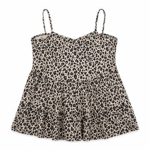 New Look Womens Beige Animal Print Cotton Camisole Blouse Size 8 Sweetheart - Leopard Print