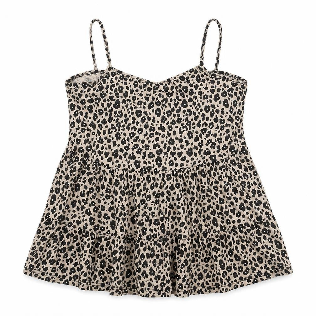 New Look Womens Beige Animal Print Cotton Camisole Blouse Size 8 Sweetheart - Leopard Print