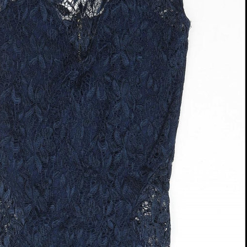 River Island Womens Blue Viscose Mini Size 10 Round Neck Zip