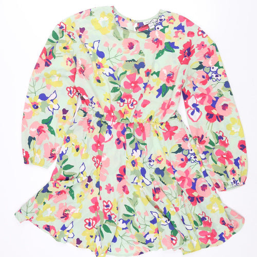 Neon Rose Womens Multicoloured Floral Polyester A-Line Size XS Round Neck Button