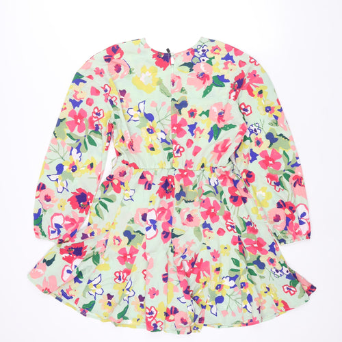 Neon Rose Womens Multicoloured Floral Polyester A-Line Size XS Round Neck Button