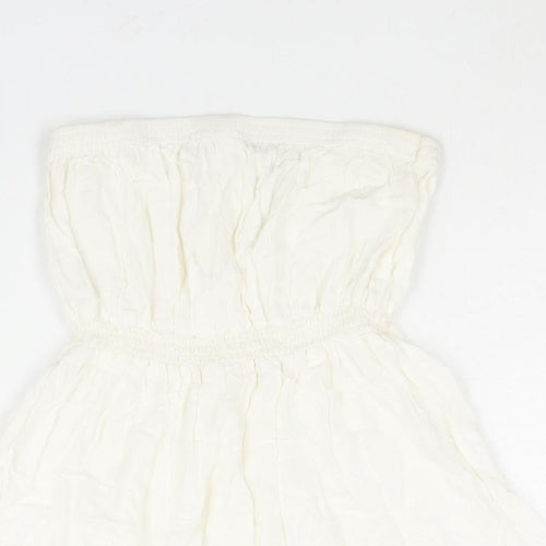 H&M Womens Ivory Viscose A-Line Size 8 Square Neck Pullover
