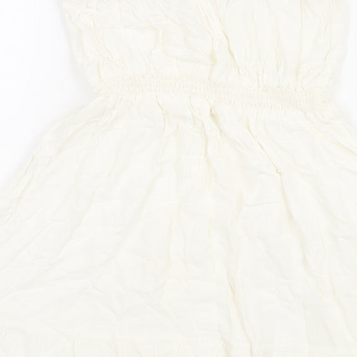 H&M Womens Ivory Viscose A-Line Size 8 Square Neck Pullover