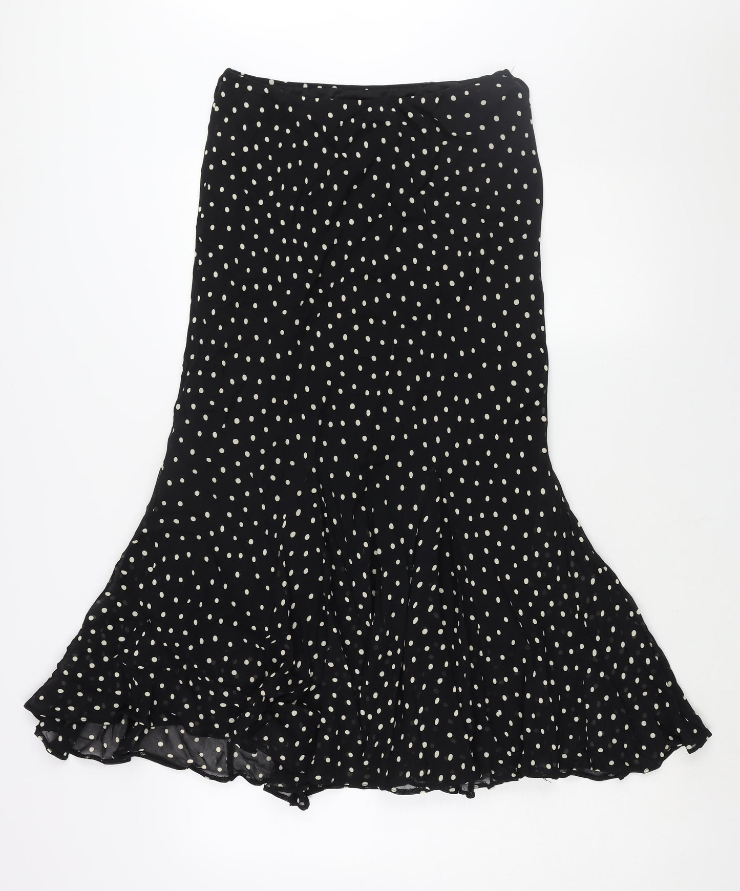Wallis Womens Black Polka Dot Polyester Trumpet Skirt Size 10
