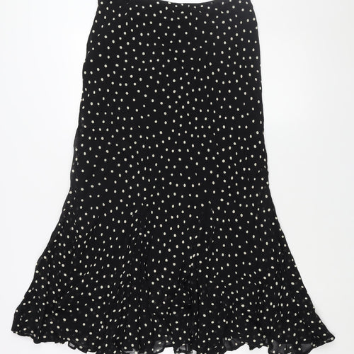Wallis Womens Black Polka Dot Polyester Trumpet Skirt Size 10