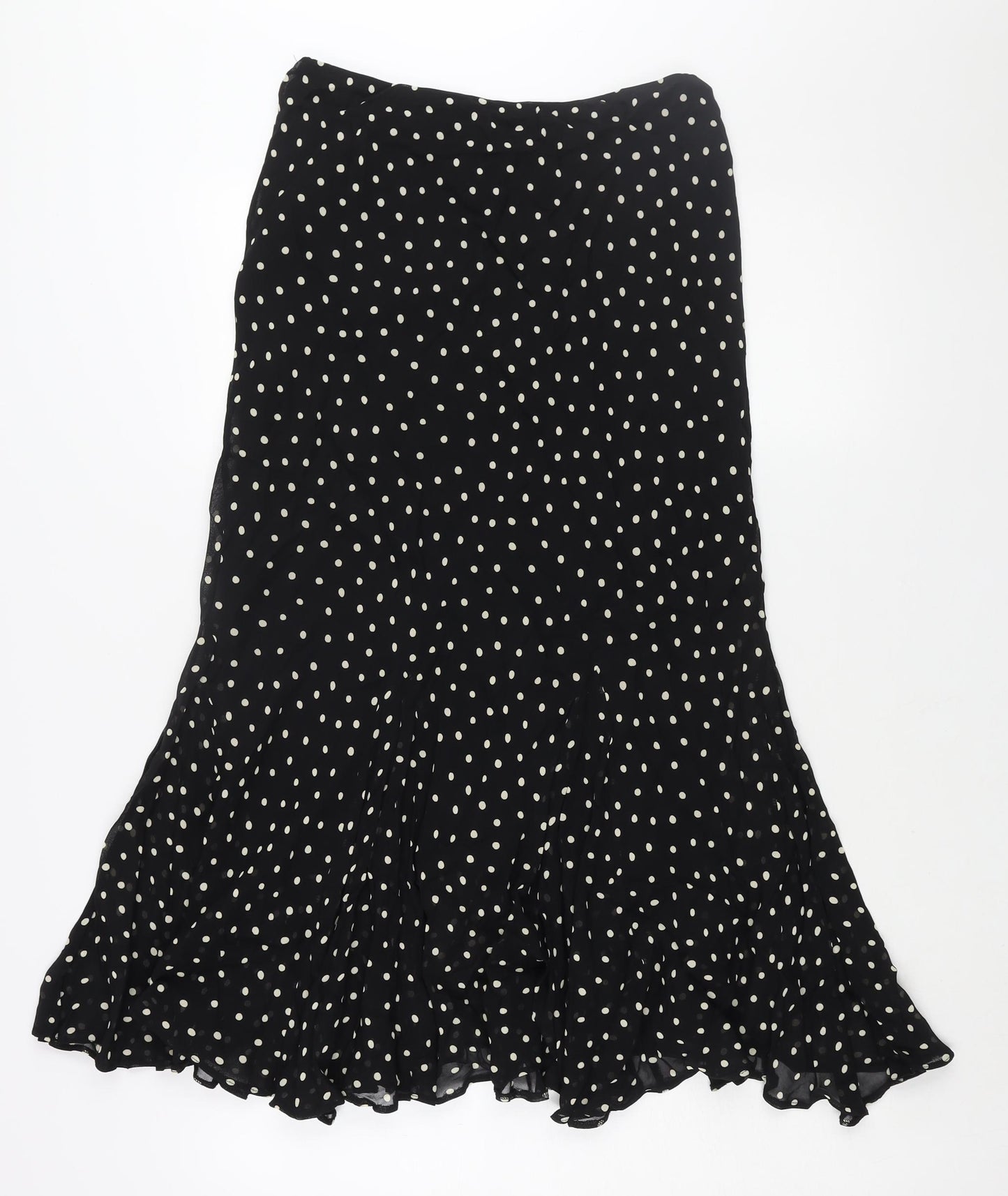 Wallis Womens Black Polka Dot Polyester Trumpet Skirt Size 10