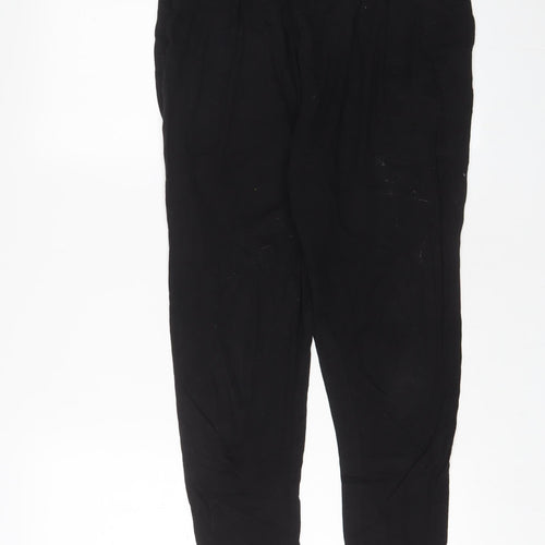 H&M Womens Black Viscose Trousers Size S L28 in Regular