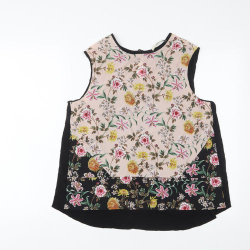 Oasis Womens Multicoloured Floral Polyester Basic Tank Size M Boat Neck
