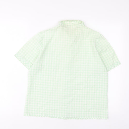 Justine Womens Green Plaid Cotton Basic Button-Up Size 16 Collared