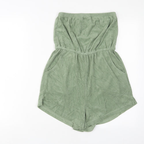 John Lewis Womens Green Cotton Playsuit One-Piece Size S Pullover - Beach wear