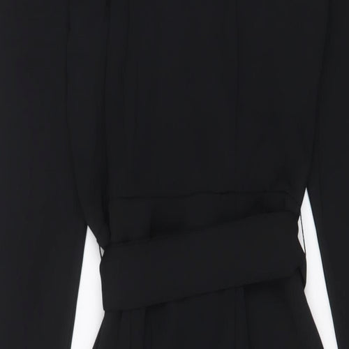 Marks and Spencer Womens Black Polyester A-Line Size 8 Collared Pullover - Belted