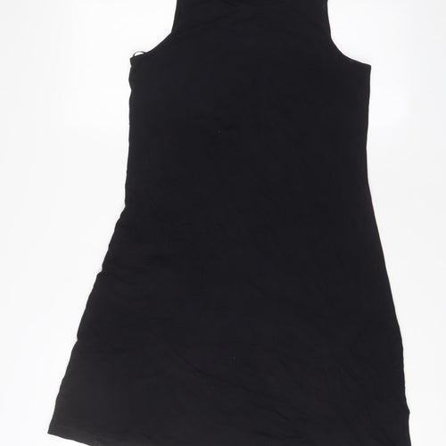Marks and Spencer Womens Black Viscose A-Line Size 8 Boat Neck Pullover