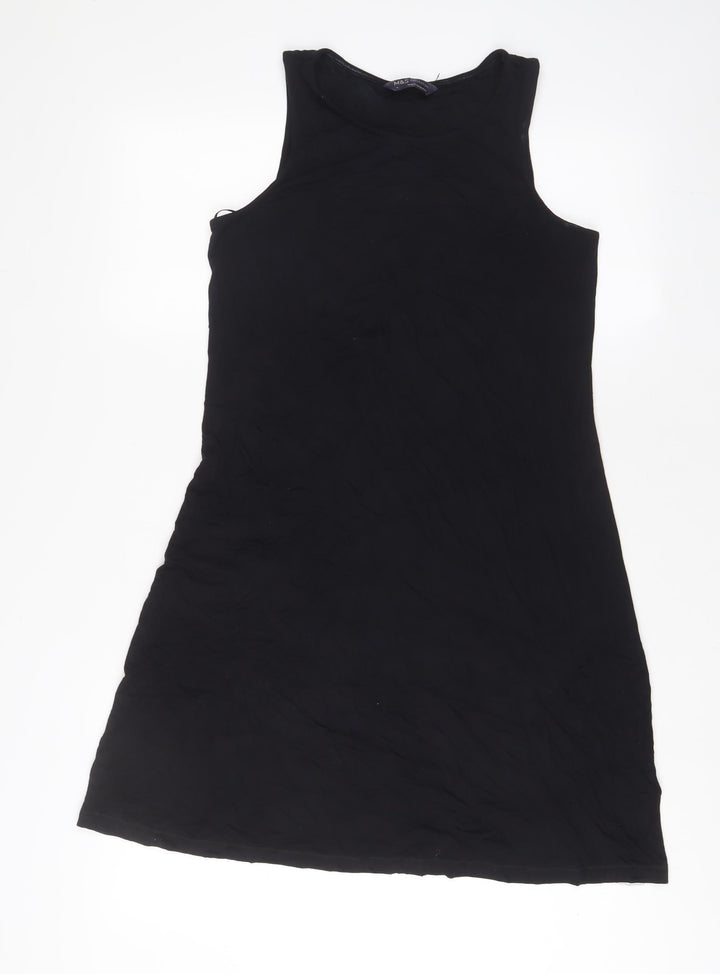 Marks and Spencer Womens Black Viscose A-Line Size 8 Boat Neck Pullover