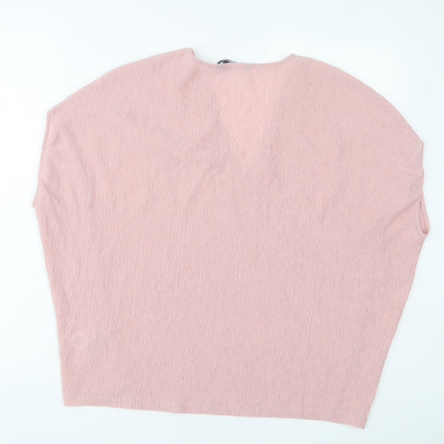 French Connection Womens Pink Polyester Basic T-Shirt Size M V-Neck
