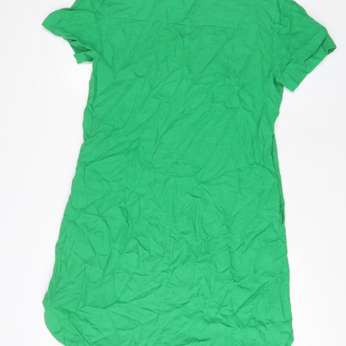 Marks and Spencer Womens Green Linen A-Line Size 12 V-Neck Pullover