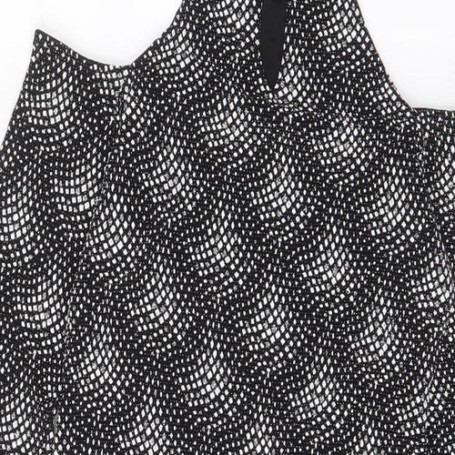 QED London Womens Black Polyester A-Line Size 12 Halter Button - Cold Shoulder