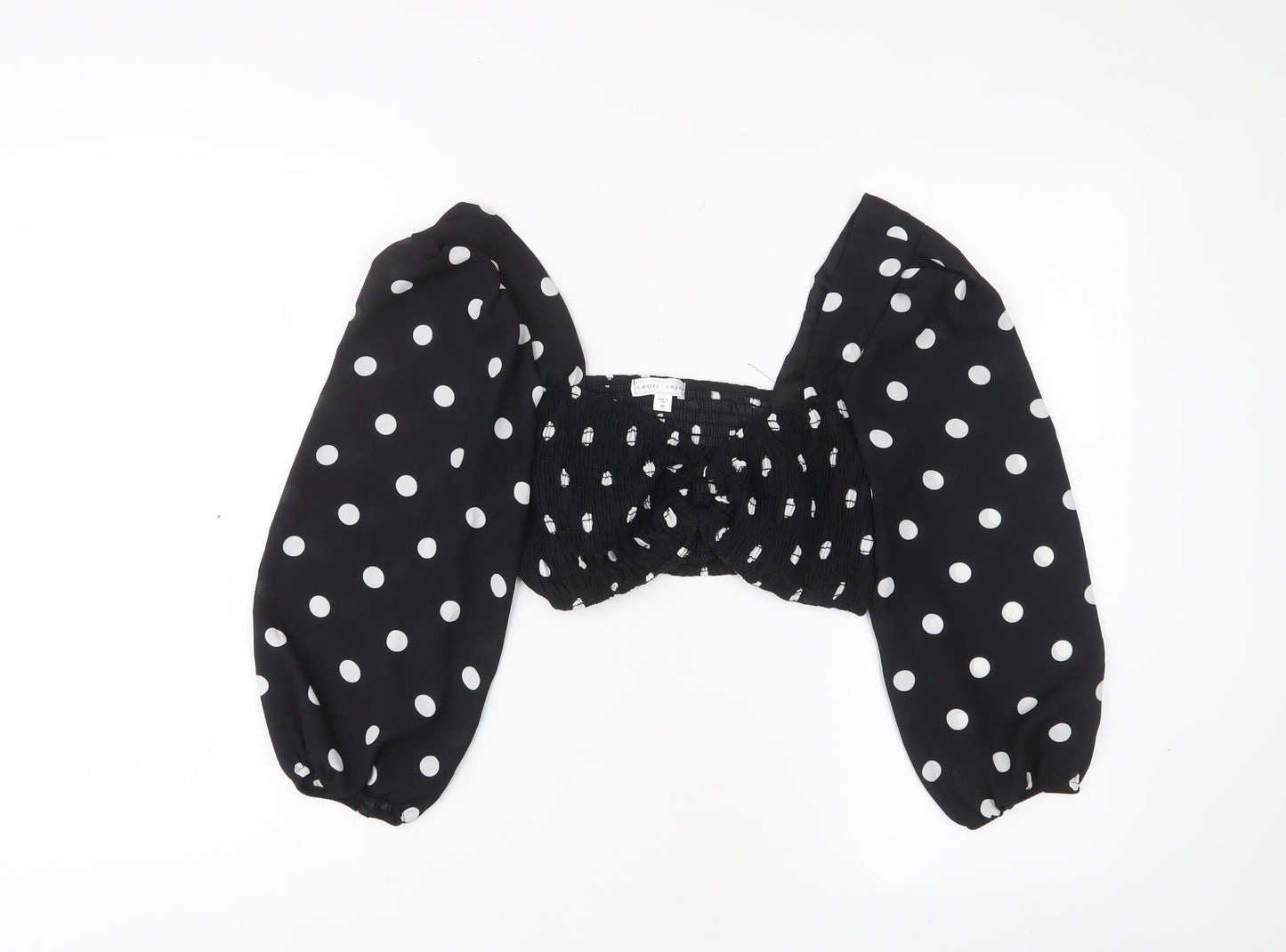 Emory Park Womens Black Polka Dot Polyester Basic Blouse Size M V-Neck