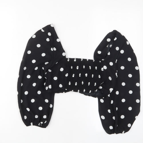 Emory Park Womens Black Polka Dot Polyester Basic Blouse Size M V-Neck