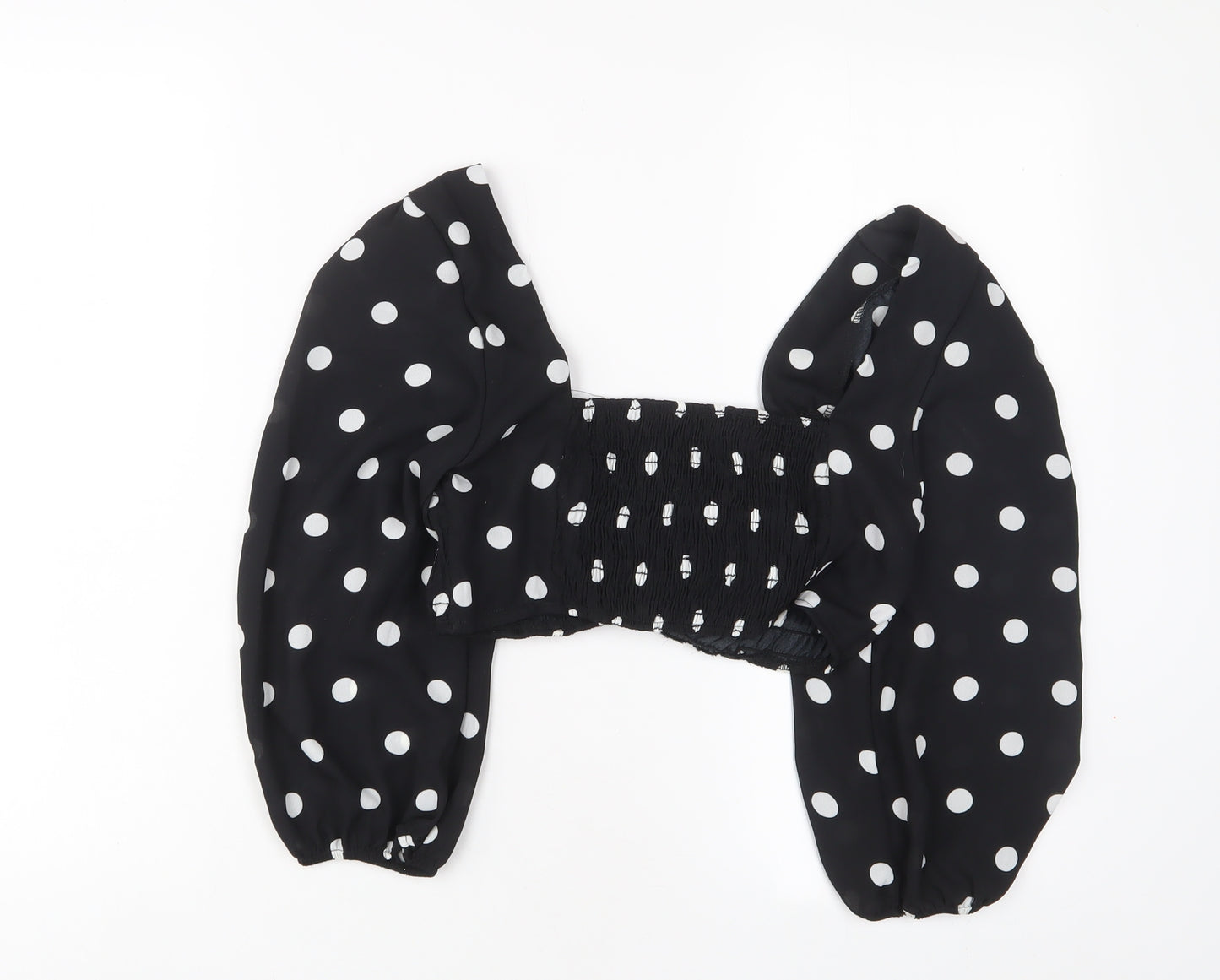 Emory Park Womens Black Polka Dot Polyester Basic Blouse Size M V-Neck