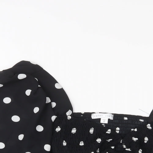 Emory Park Womens Black Polka Dot Polyester Basic Blouse Size M V-Neck