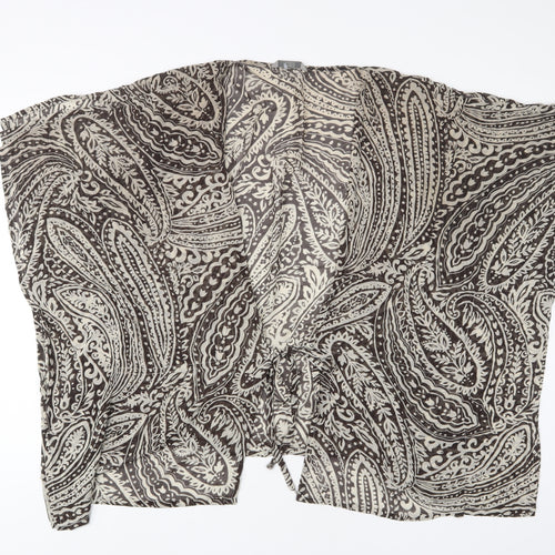 Marks and Spencer Womens Brown Fair Isle Polyester Kimono Blouse Size 20 V-Neck