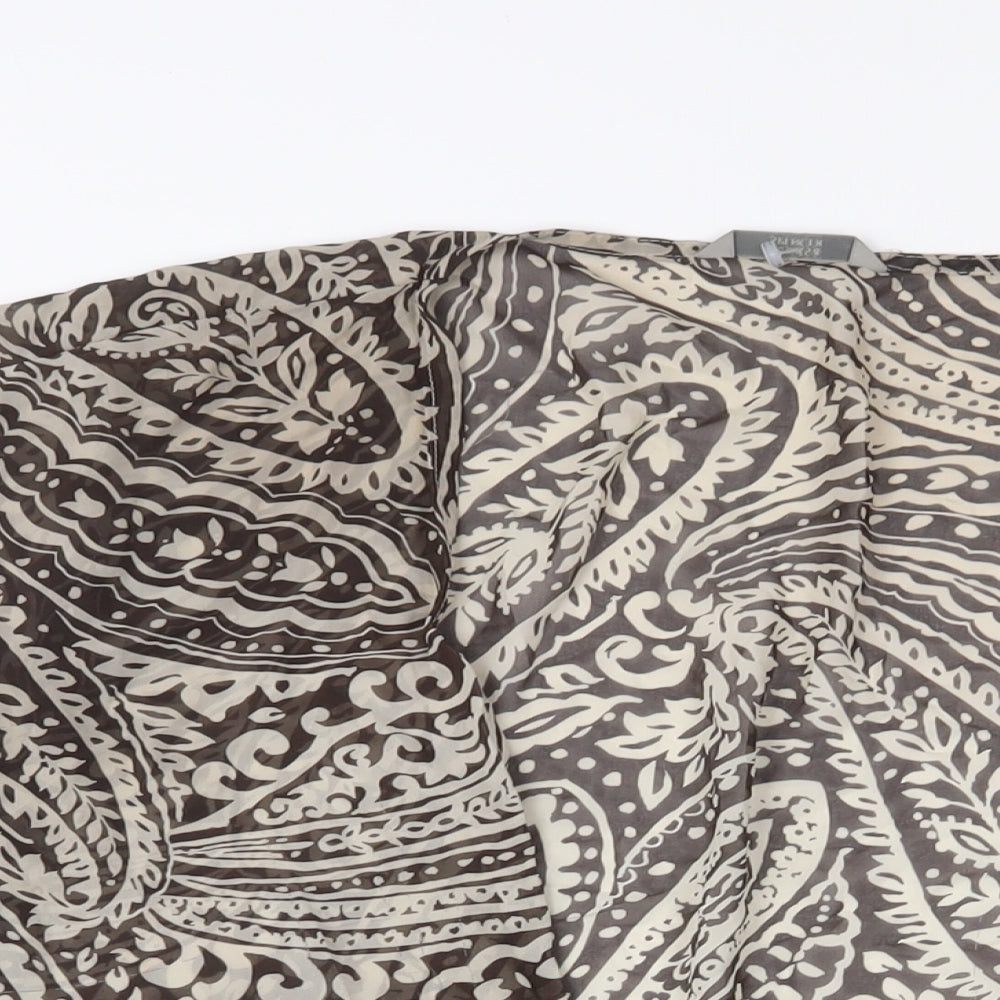 Marks and Spencer Womens Brown Fair Isle Polyester Kimono Blouse Size 20 V-Neck