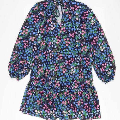 ASOS Womens Multicoloured Floral Polyester A-Line Size 10 Round Neck Tie - Keyhole neck