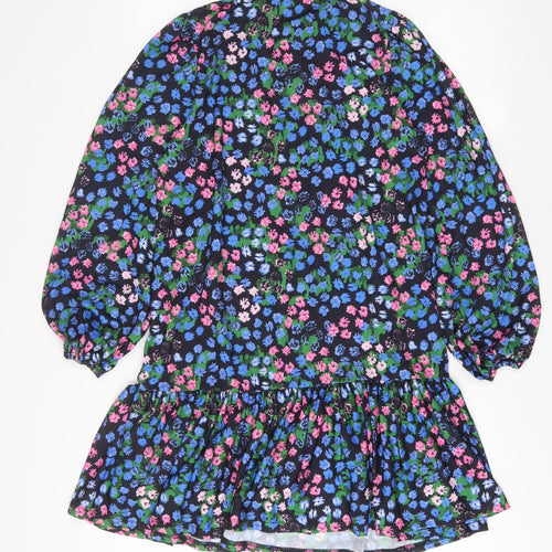 ASOS Womens Multicoloured Floral Polyester A-Line Size 10 Round Neck Tie - Keyhole neck