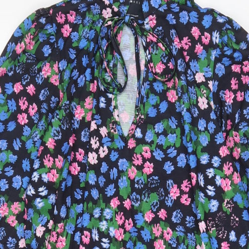 ASOS Womens Multicoloured Floral Polyester A-Line Size 10 Round Neck Tie - Keyhole neck