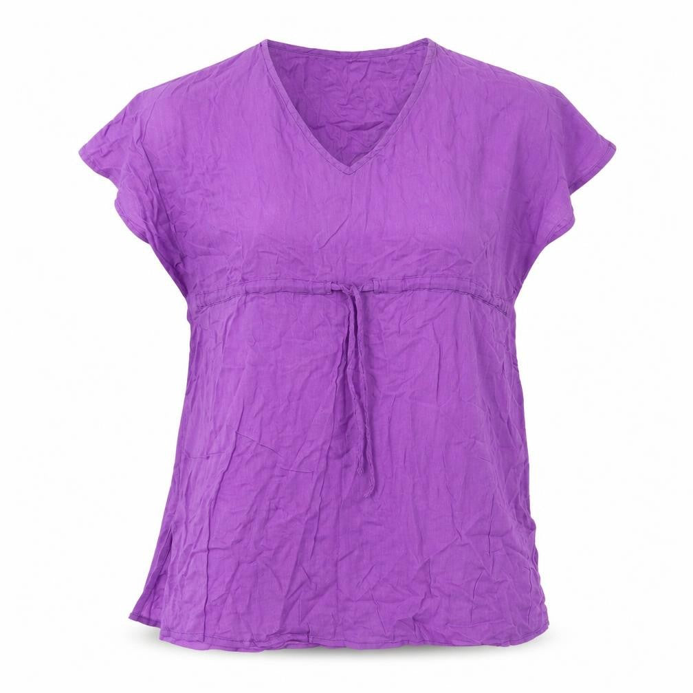Front view of BHS women’s purple cotton basic t-shirt, size UK 8, v-neck