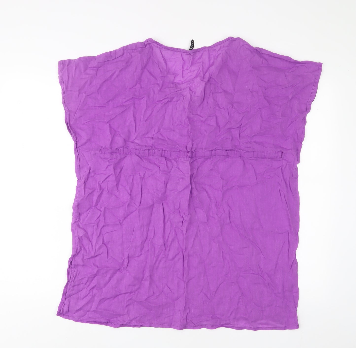 BHS Womens Purple Cotton Basic T-Shirt Size 8 V-Neck