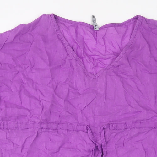 BHS Womens Purple Cotton Basic T-Shirt Size 8 V-Neck