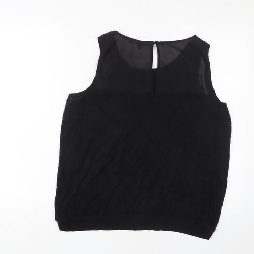 NEXT Womens Black Viscose Basic Tank Size 16 Boat Neck