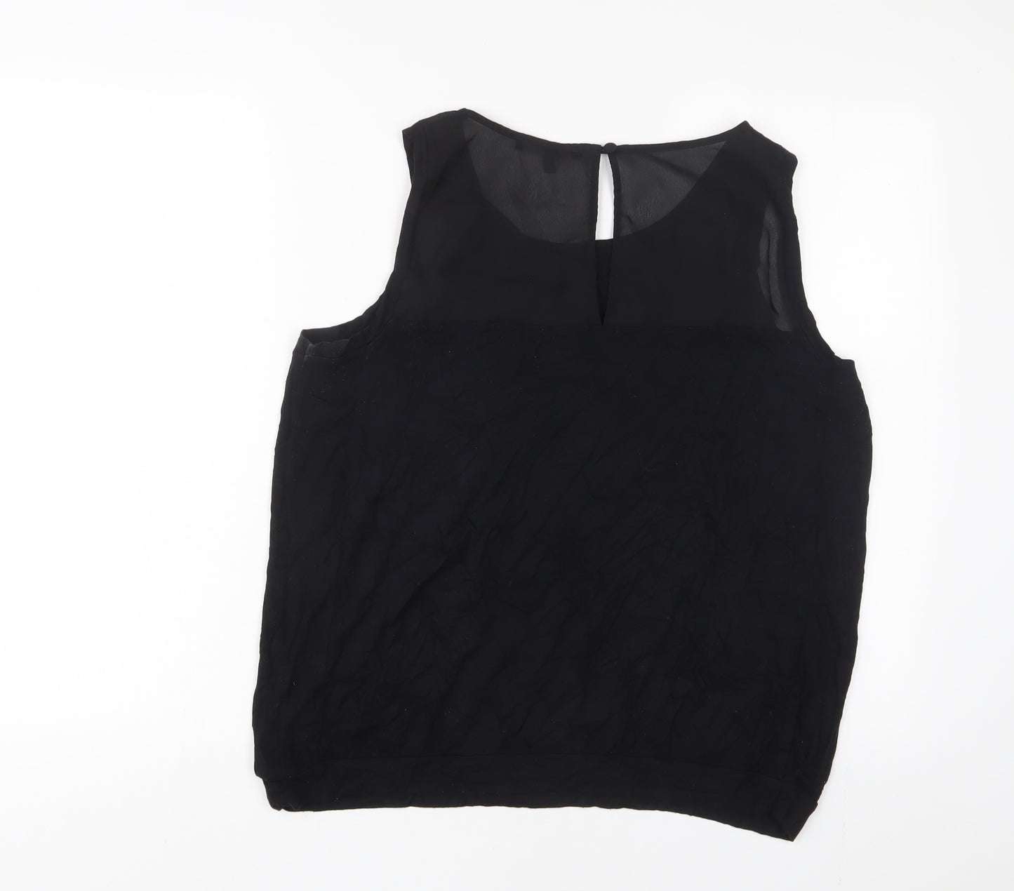 NEXT Womens Black Viscose Basic Tank Size 16 Boat Neck