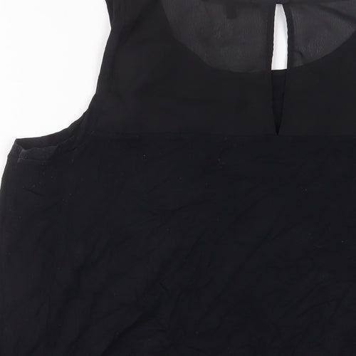 NEXT Womens Black Viscose Basic Tank Size 16 Boat Neck