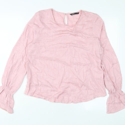 Defacto Womens Pink Viscose Basic Blouse Size S Crew Neck