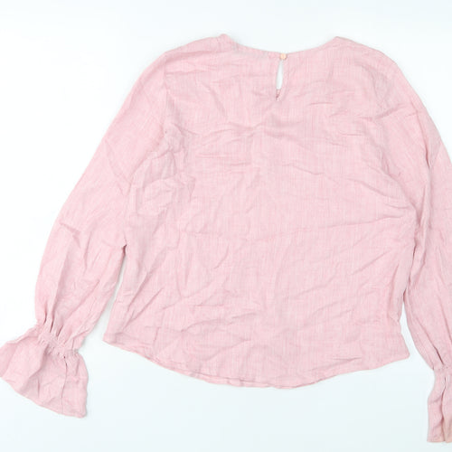 Defacto Womens Pink Viscose Basic Blouse Size S Crew Neck
