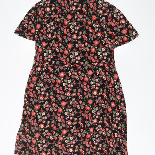 NEXT Womens Red Floral Viscose A-Line Size 20 V-Neck Button