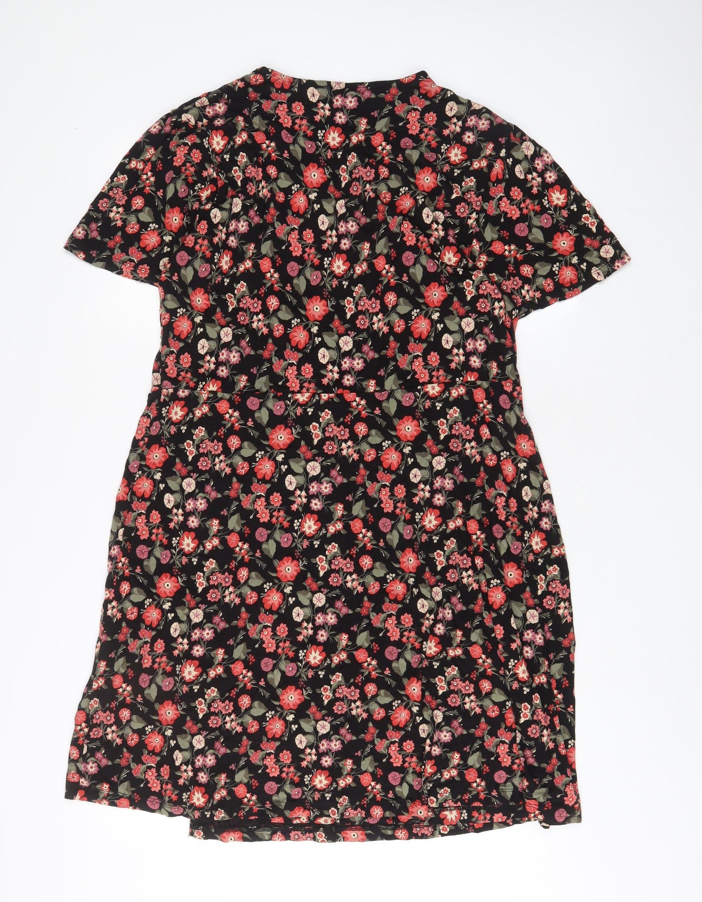 NEXT Womens Red Floral Viscose A-Line Size 20 V-Neck Button