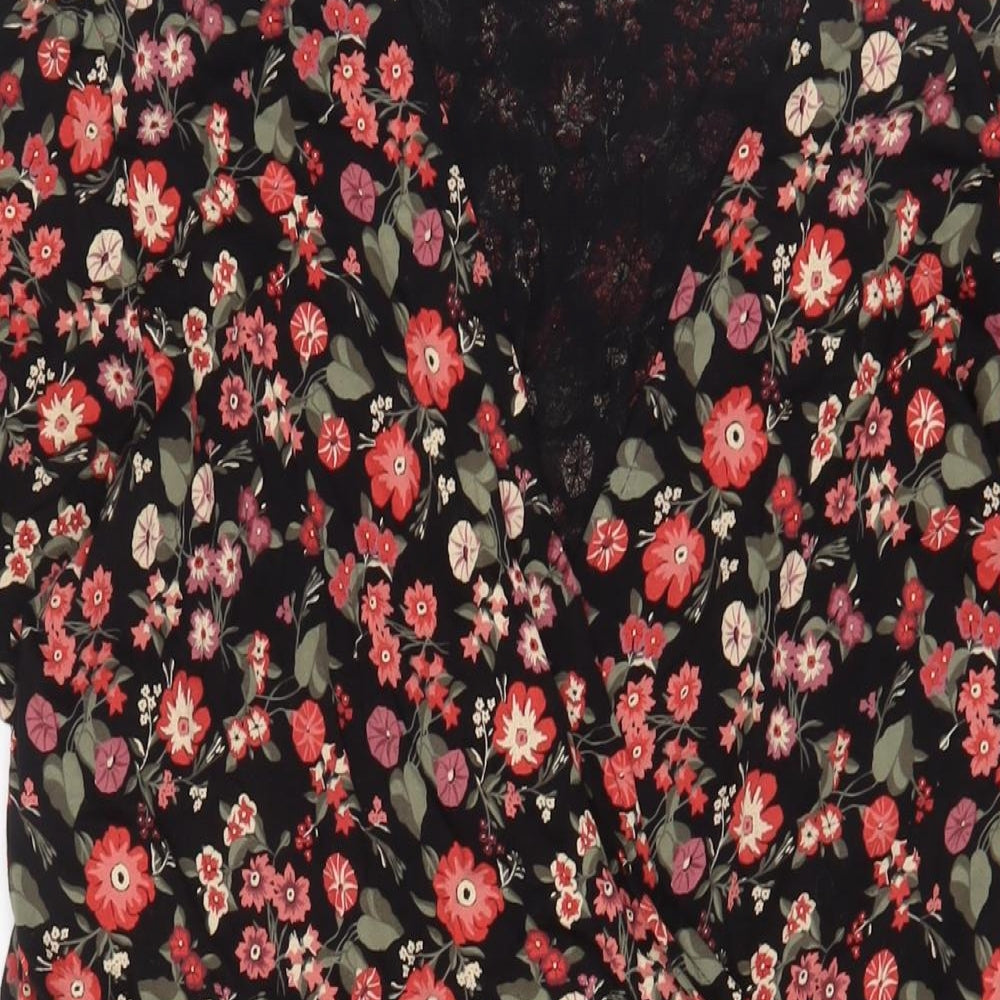NEXT Womens Red Floral Viscose A-Line Size 20 V-Neck Button