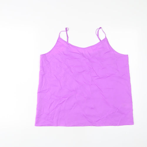 Marks and Spencer Womens Purple Polyester Basic Tank Size 14 V-Neck